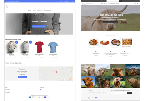 Butchers and clothing demonstration shop homepages by Doric Design
